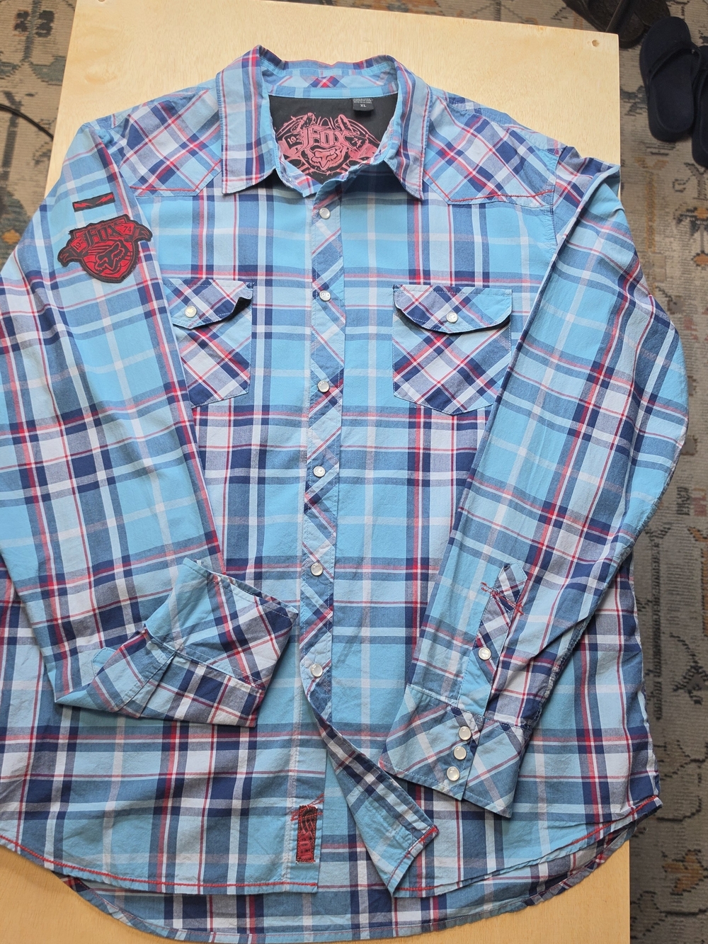 Light Blue Plaid Men's Button-Up Shirt - Casual Western Style
